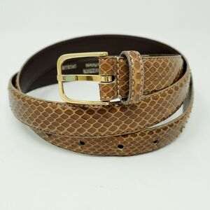 Beige Genuine Snakeskin Adjustable Belt 36-90 Gold Tone Buckle Uruguay